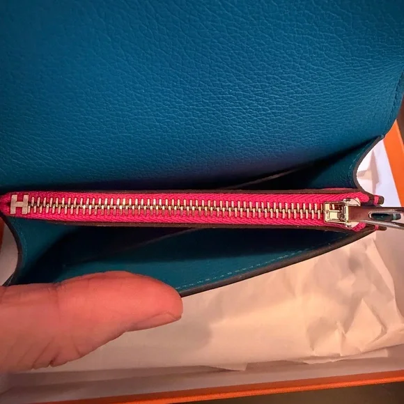 Hermes Blue Leather Roulis Compact Wallet with Silver Hardware - Picture 8 of 11